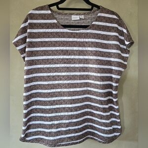 Chico's | Striped Brown and White Women's Top, Size 2 (L)